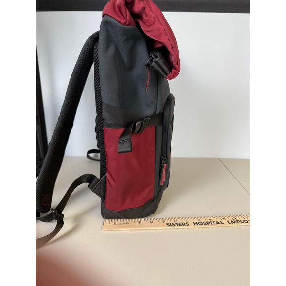 OAKLEY Utility Rolled Up Backpack Roll Top Bag Dull Onyx Red Y2k - Picture 4 of 14